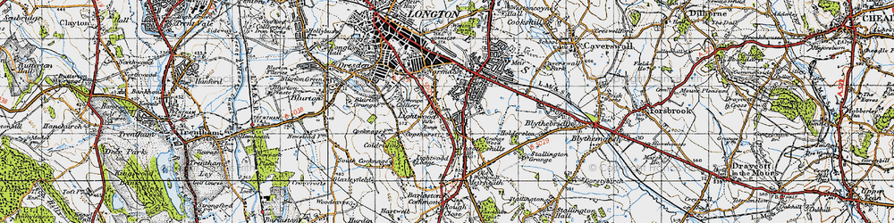 Old map of Meir Heath in 1946