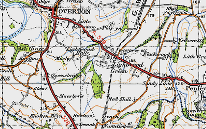 Old map of Lightwood Green in 1947