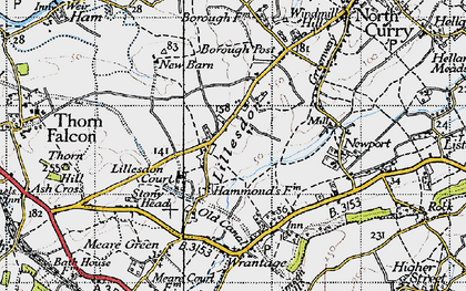 Old map of Lillesdon in 1945