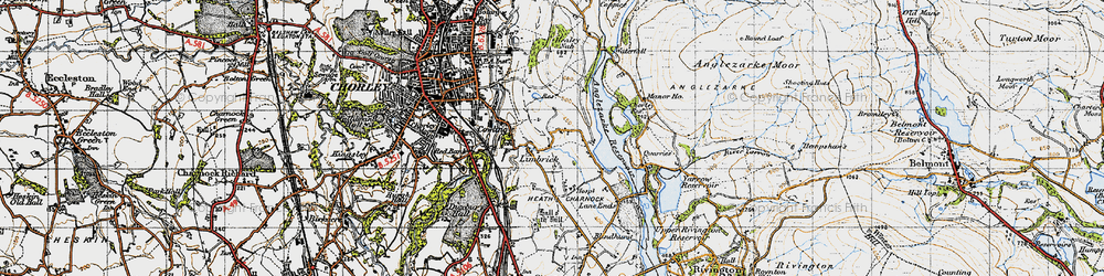 Old map of Anglezarke Reservoir in 1947