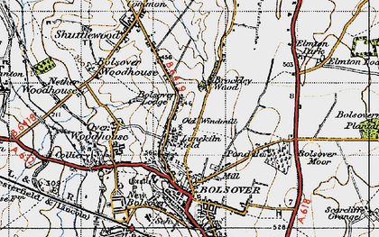 Old map of Bolsover Moor in 1947