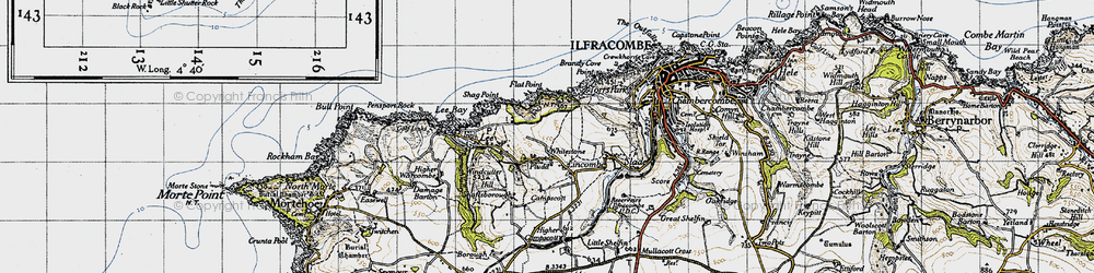 Old map of Lincombe in 1946