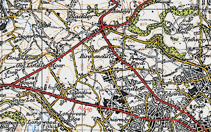 Old map of Lindley in 1947