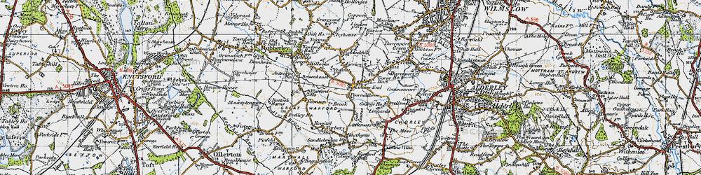 Old map of Lindow End in 1947