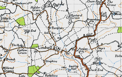 Old map of Lindsell in 1946