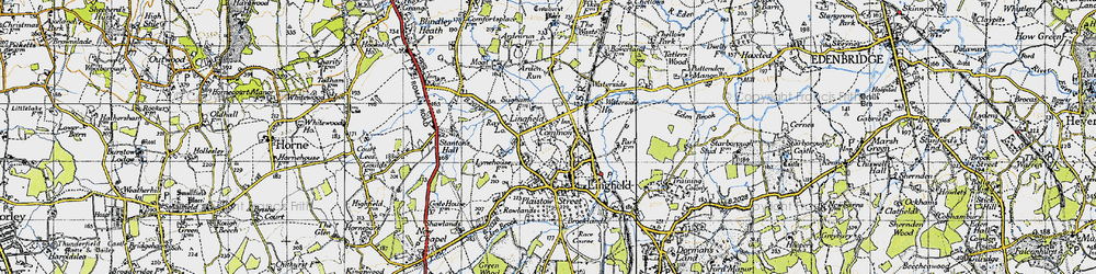 Old map of Lingfield Common in 1946