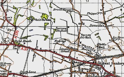Old map of Lingley Mere in 1947
