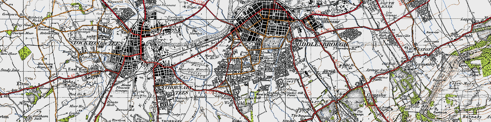 Old map of Linthorpe in 1947