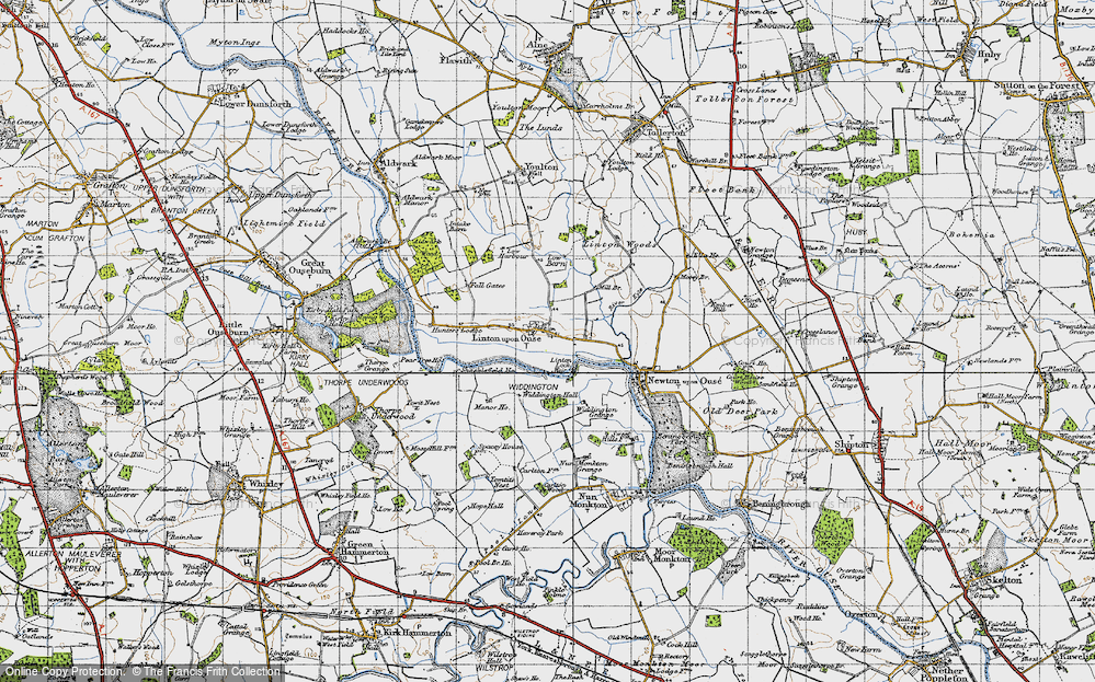 Old Map of Historic Map covering Linton-on-Ouse Airfield in 1947