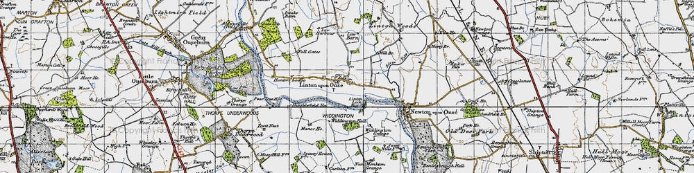 Old map of Linton-on-Ouse in 1947