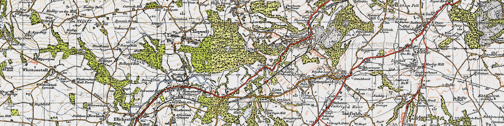 Old map of Lintzford in 1947