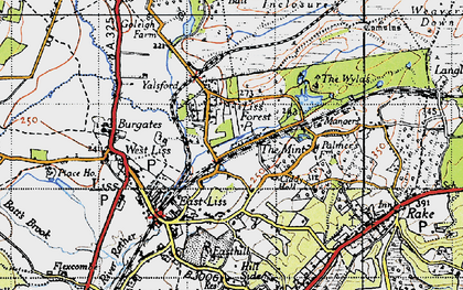 Old map of Liss Forest in 1940