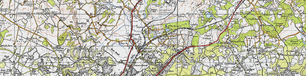 Old map of Liss Forest in 1940