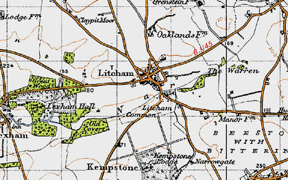 Old map of Litcham in 1946