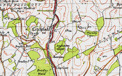 Old map of Angledown Copse in 1945