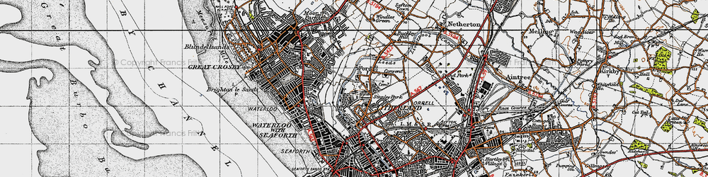 Old map of Litherland in 1947