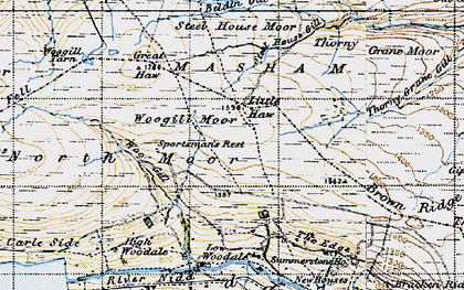 Old map of Woodale Scar in 1947