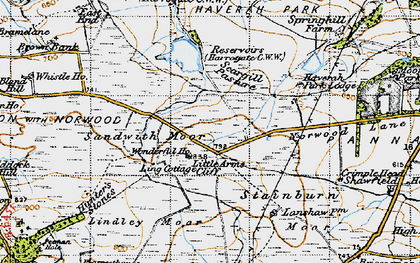 Old map of Little Alms Cliff in 1947