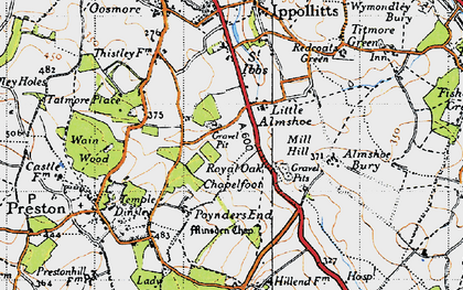 Old map of Little Almshoe in 1946