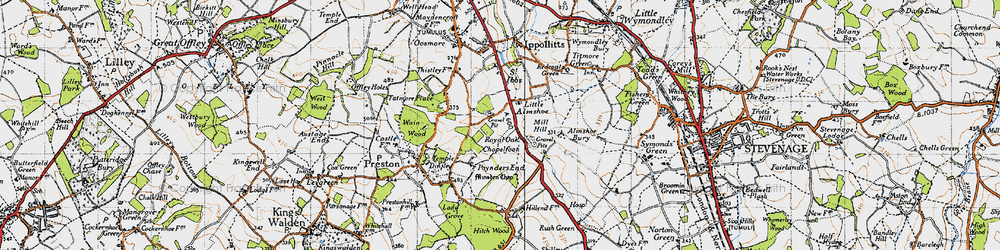 Old map of Little Almshoe in 1946