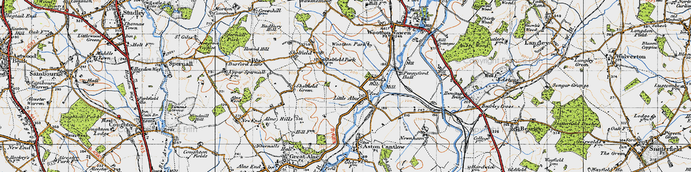 Old map of Little Alne in 1947