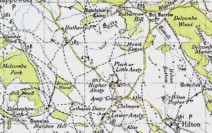 Old map of Little Ansty in 1945