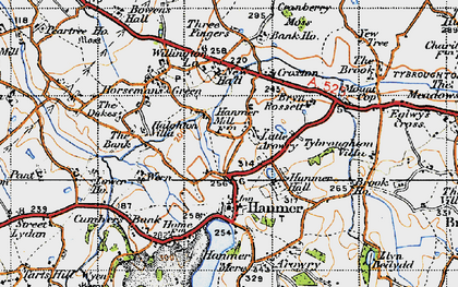Old map of Bryn Rossett in 1947