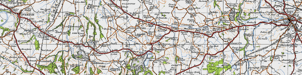 Old map of Bryn Rossett in 1947