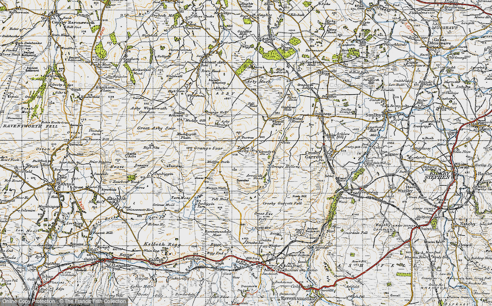 Old Map of Historic Map covering Whygill Head in 1947