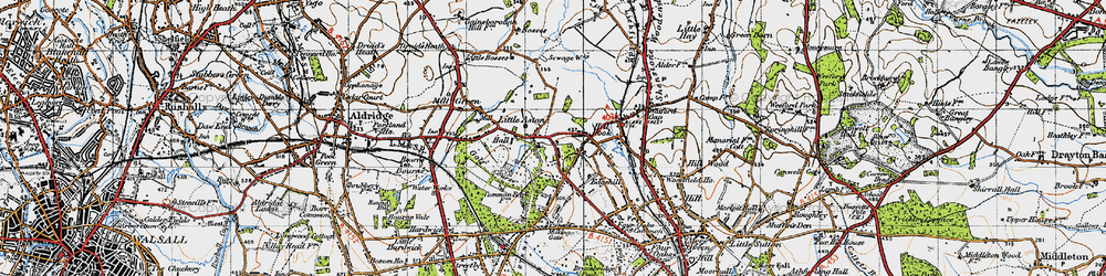 Old map of Little Aston in 1946