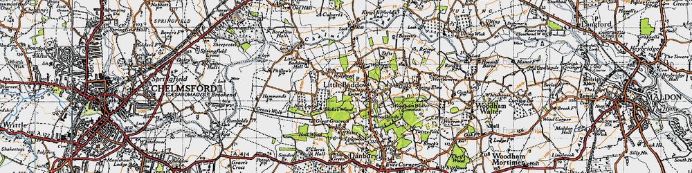 Old map of Little Baddow in 1945
