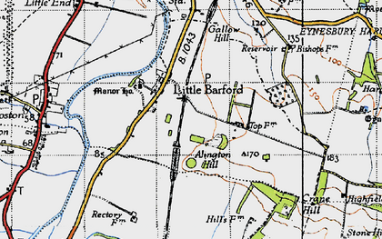 Old map of Little Barford in 1946