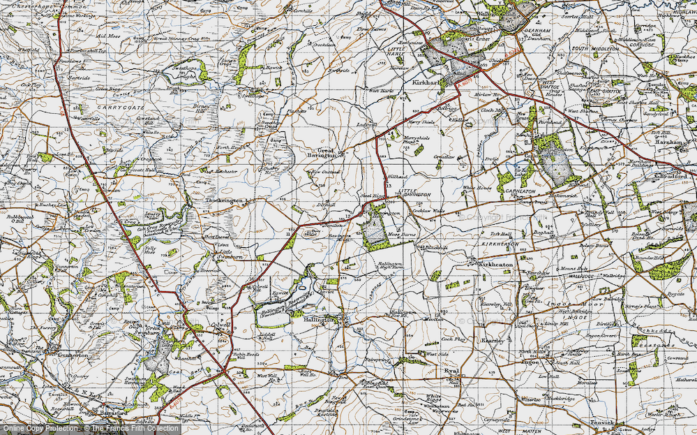 Old Map of Historic Map covering Bavington Mount in 1947