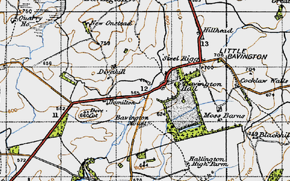 Old map of Little Bavington in 1947