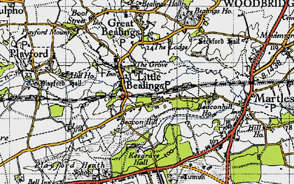 Old map of Little Bealings in 1946