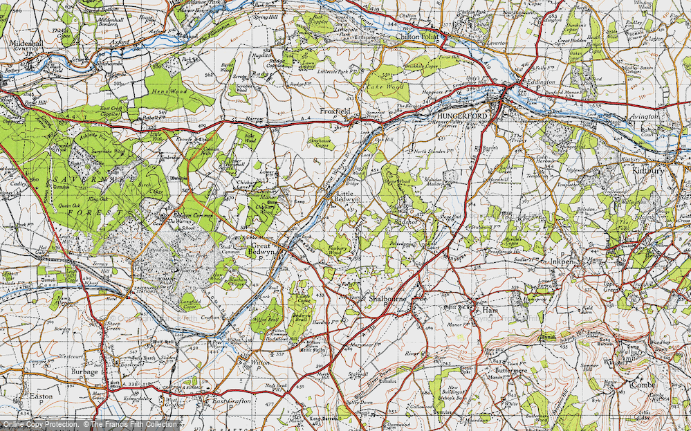 Old Map of Historic Map covering Burridge Heath in 1940