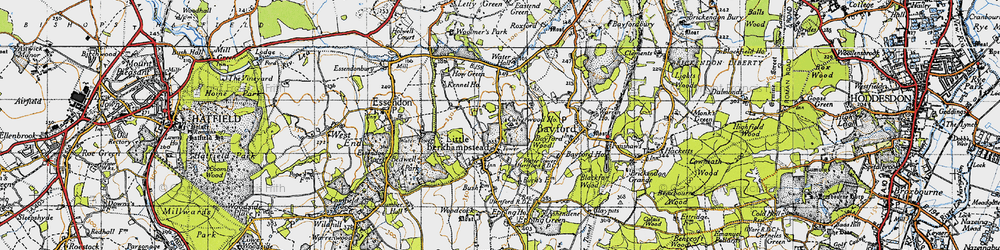Old map of Little Berkhamsted in 1946