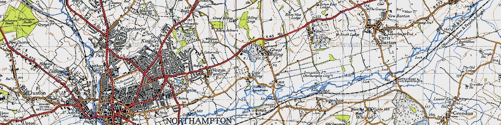 Old map of Little Billing in 1946