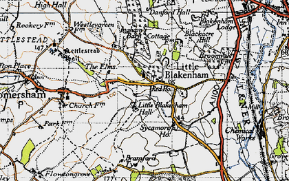 Old map of Little Blakenham in 1946