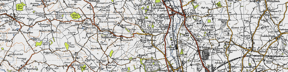 Old map of Little Blakenham in 1946