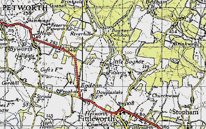 Old map of Bognor Common in 1940