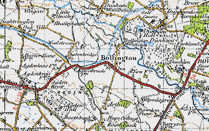 Old map of Little Bollington in 1947