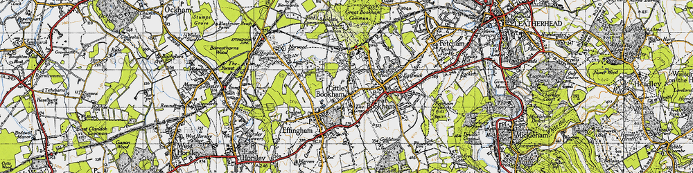 Old map of Little Bookham Common in 1945