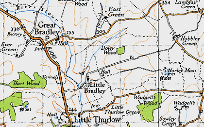 Old map of Little Bradley in 1946
