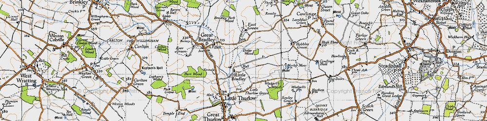 Old map of Little Bradley in 1946