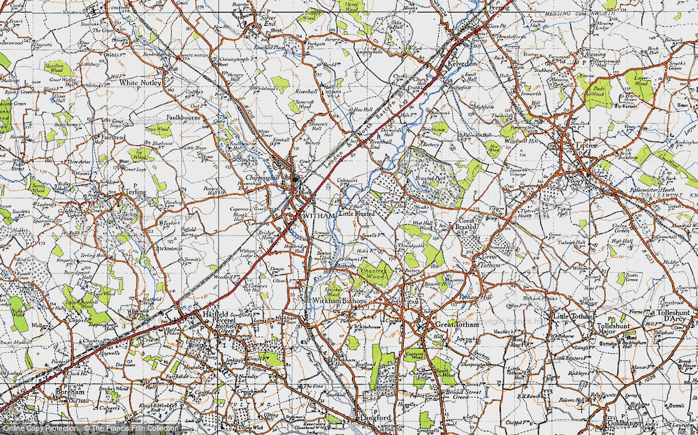 Old Map of Little Braxted, 1945 in 1945