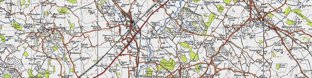 Old map of Little Braxted in 1945