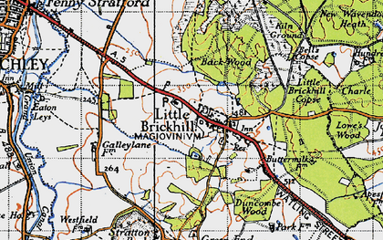 Old map of Little Brickhill in 1946