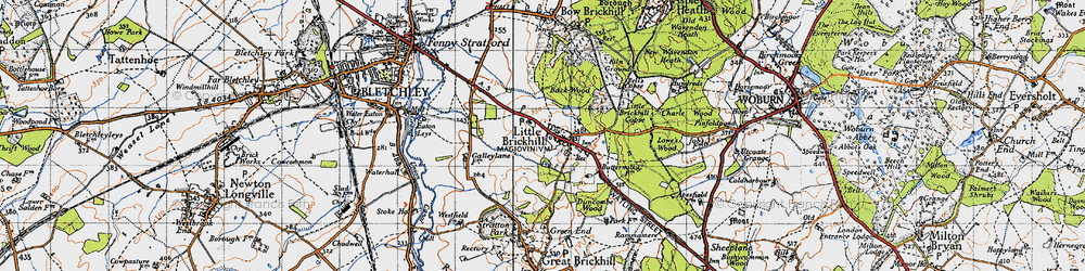 Old map of Little Brickhill in 1946