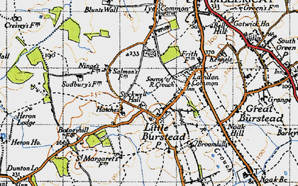 Old map of Little Burstead in 1946